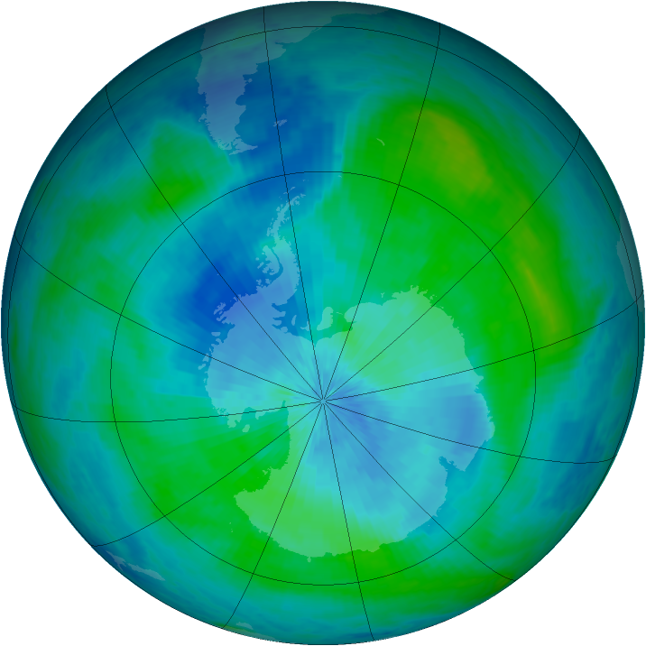 Antarctic ozone map for 09 March 2003